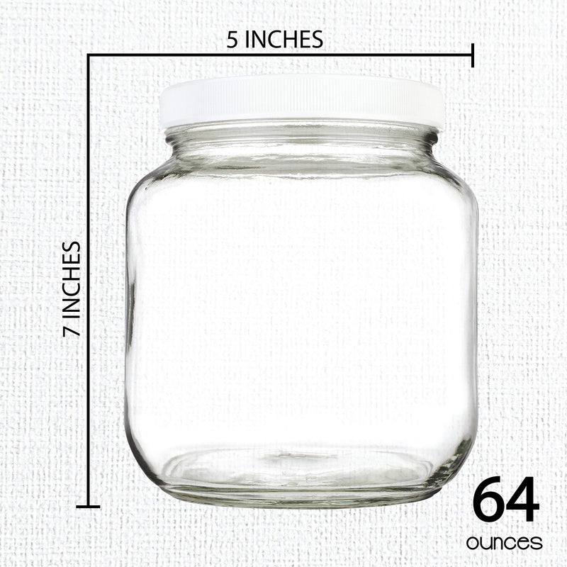 kitchentoolz Half Gallon Mason Jar - Wide Mouth 1/2 Gallon Glass Jar with Lid - Airtight Glass Storage Containers with Lid Fermenting, Canning, and Dry Storage - Made in USA
