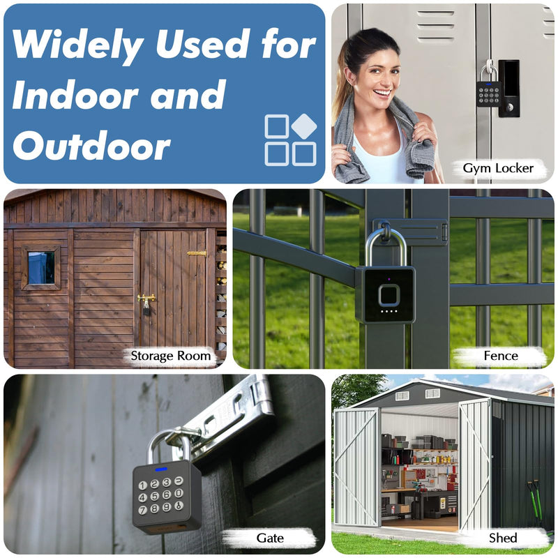 Fingerprint Padlock with Code,Combination Padlock Gym Locker Lock,Smart Padlock with Fingerprint Gym Lock Waterproof for Outdoor Gate Fence Shed Storage Gym Locker School