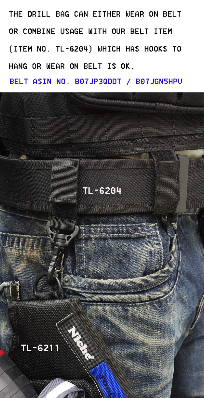 Niche Heavy Duty Drill Holster, Safe and Convenient Storage for Electric Drill, bits, Screws and Accessories (TL-6211)