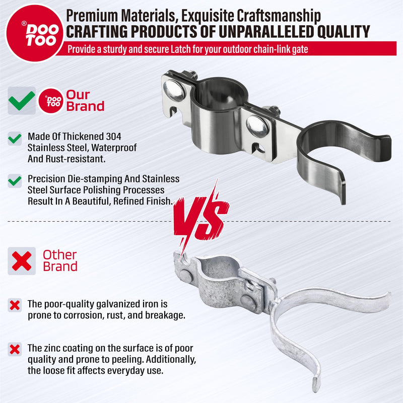 Stainless Steel 1-3/8" x 1-3/8" Chain Link Gate Latch （Fit 1-3/8" Gate Frame）, Heavy Duty Chain Link Fence Gate Fork Latch with Hole for Padlock 2Pack 1-3/8"x1-3/8" 2