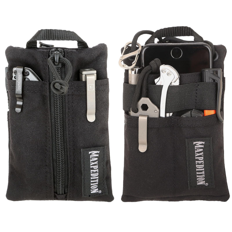 MAXPEDITION Platy Pocket Organizer, Durable EDC Tool Pouch for Men, Neck Wallet with Paracord Lanyard, Holds Flashlight, Multitool, Pen, Notebook Black 4" x 6"