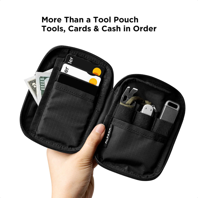 ALPAKA HUB Pouch V2 EDC Organizer for Cables, Cards, Coins, RFID Blocking Small Tool Bag for Everyday Carry and Travel Black