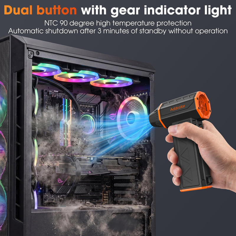 Compressed Air Duster, 3-Gear Adjustable, 100000RPM Electric Air Duster | Super Power Mini Blower, 4000mAh Rechargeable Battery, Fast Charging, Dust Remover for PC Keyboard/Outdoor/Car