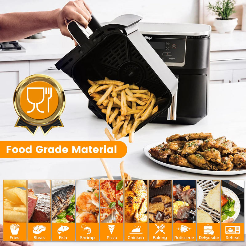 Air Fryer Grill Pan for Ninja Foodi DZ401 DZ550 10QT Dual Zone Air Fryers, Replacement Air Fryer Crisper Plate Grill Plate Tray Accessories with Rubber Bumpers, Dishwasher Safe