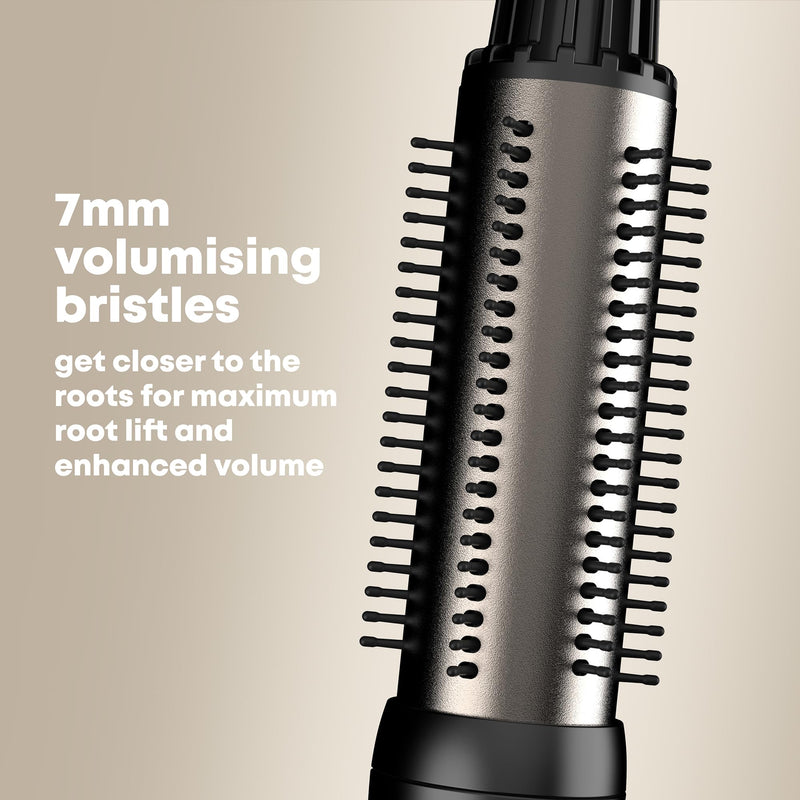 REVAMP Volume & Shape Ceramic Hot Brush Styler - Round Barrel 38 mm | Heated Curling Brush, Volume Release Retracting Bristles, Kinder Styling, Custom Temperature, Short to Long Hair Black/White