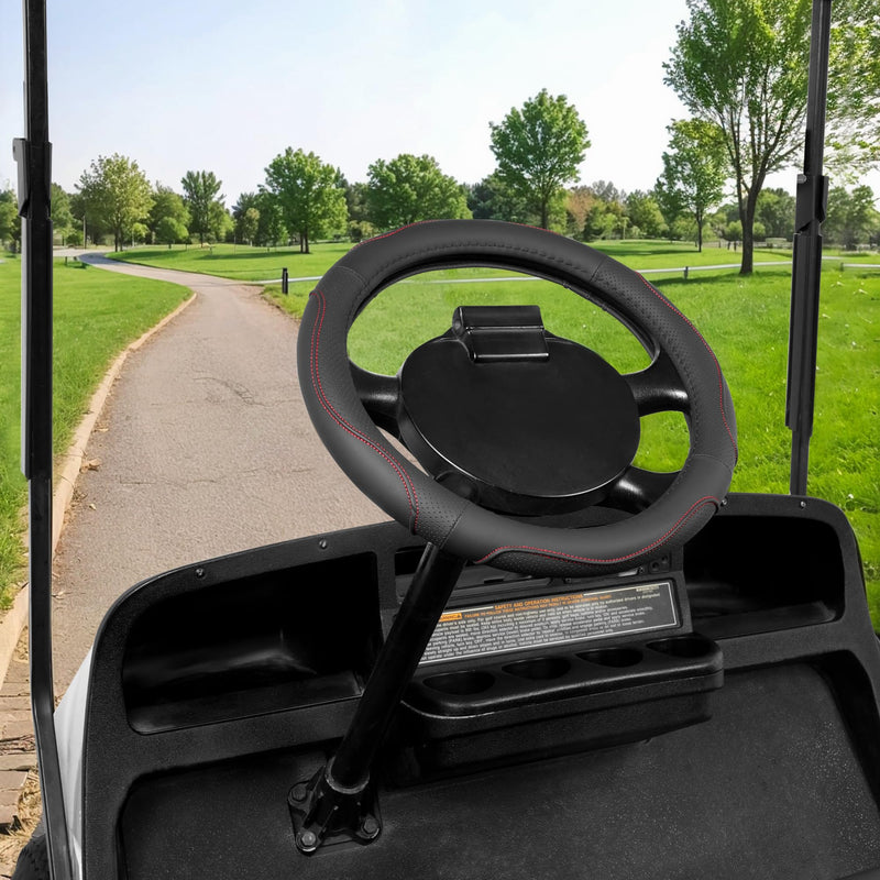  [AUSTRALIA] - 10L0L 13 Inch Golf Cart Steering Wheel Covers for EZGO TXT&RXV, Upgraded Microfiber Anti-Slip Steering Wheel Cover with Pu Leather Red