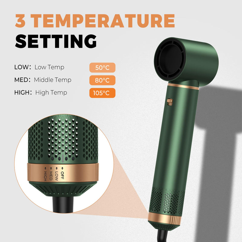  [AUSTRALIA] - OKWRAP Airbrush 5 in 1 Hair Styler 5 in 1 Airstyler Multi-Blow Dryer Brush | 5 in 1 Hair Styler Set with Curl, Straighten, Wavy, Smooth, Magic Styler for All Hair Types and Lengths Green