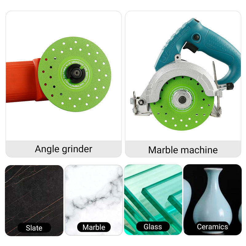LOZLIN 4.5 Inch Ultra Thin 0.05" Diamond Grinding Disc, Double Sided Low Resistance Saw Blade 115mm 22.23mm for Angle Grinder, Cutting Grinding Porcelain Tile Granite Marble (5) 5