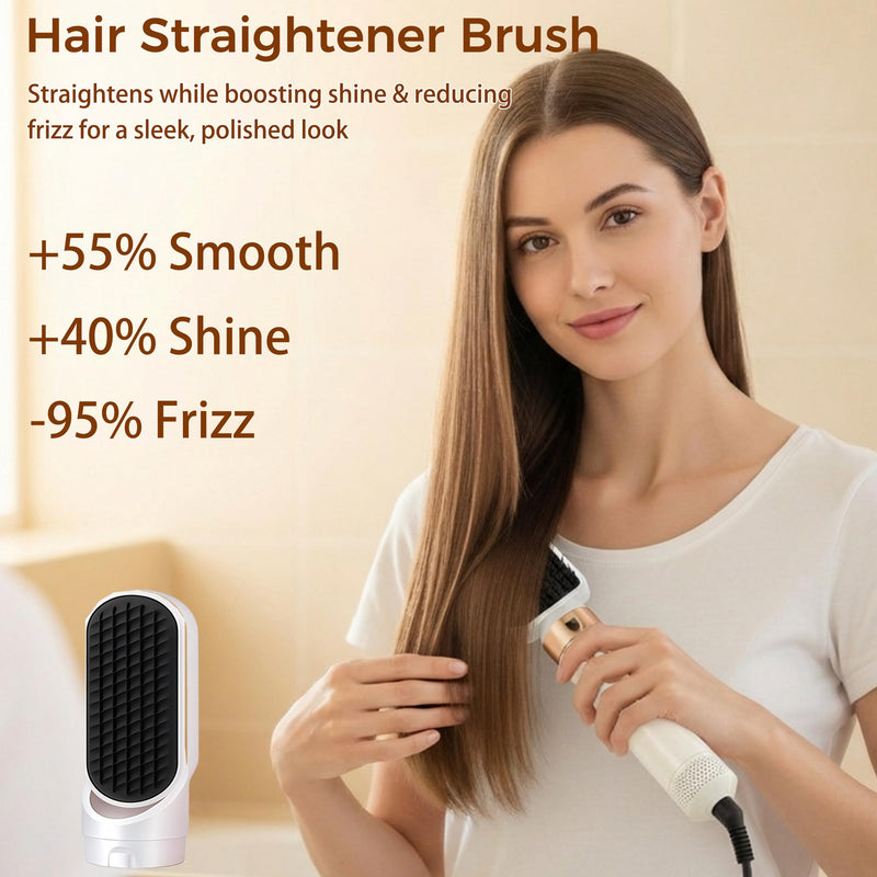 5 in 1 Hair Styler & Air Styler, Hair Dryer Brush, Hot Air Brush, Hair Brush Set with Detachable Curling Wand, Hair Curlers, Straightener Brush for Volumising & Styling for Women (A - Gold & White) A - Gold & White