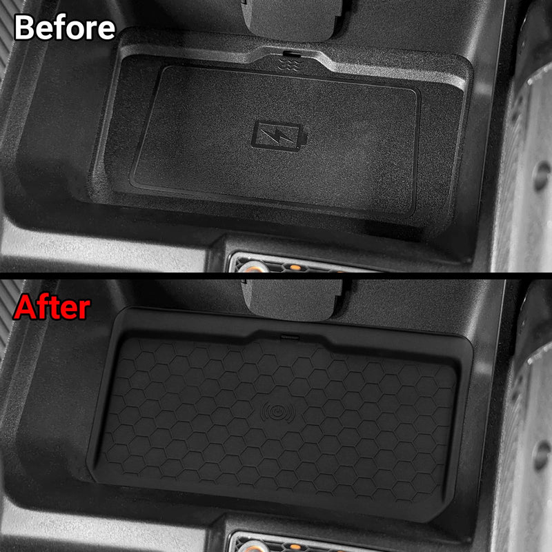 Silicone Anti-Slip Center Console Organizer Wireless Charging Mat for Ford Bronco 2021 2022 2023 2024 2025 Interior Accessories Pad Tray Storage Box Holder (Not for Sport Model)