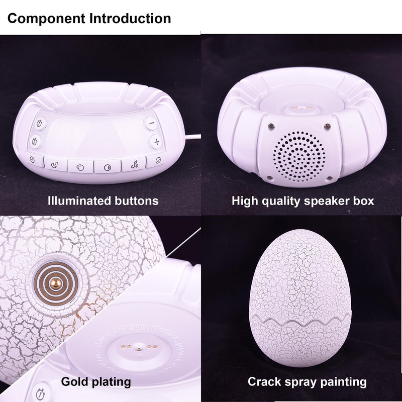 2th Generation Dragon Egg Digital Clock Ok to Wake Up Alarm Clock with Night Light / 20 Lullaby White Noise/Bluetooth Speaker, Illuminated Button Control Colors Volume Brightness Art Deco-Dragon