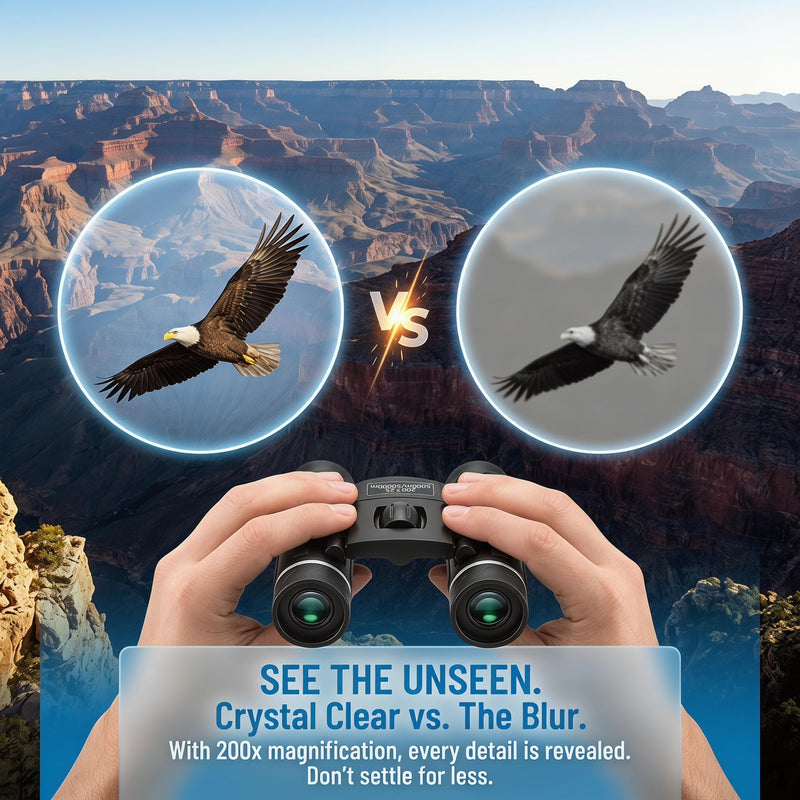 200x25 Compact Binoculars for All Ages – High-Powered Mini HD Optics | Waterproof, fog-proof, durable rubber, for bird watching, hunting, travel, concerts, sightseeing, camping, hiking, outdoor