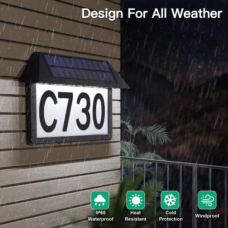 Solar Address Sign, Solar Powered Luminous House Number, Lighted Up Plaque Outdoor Waterproof for Patio Yard Home.
