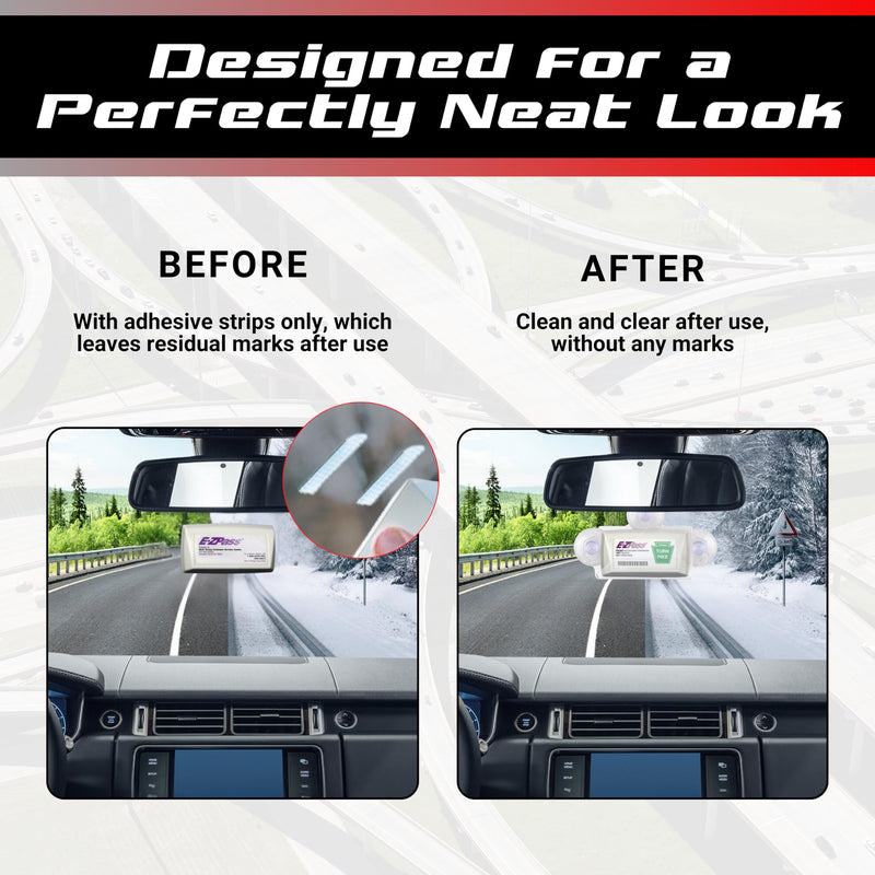 NuBliss EZ Pass Holder for Windshield – Strong 3 Suction Cups Transponder Holder for Car – Fits EZPass Mini & iPass – UV & Water Resistant – Clear