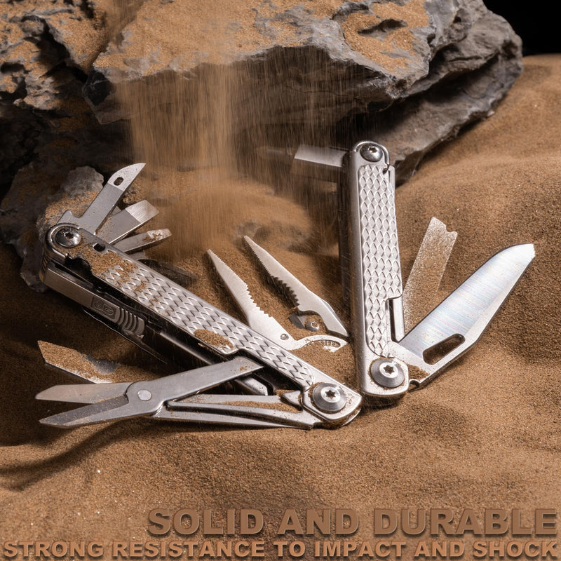 High-end Professional Multitool Pliers 15-in-1 Stainless Steel with Safety Lock 7-inch Multi Tool Foldable Pliers with Large Saw Blade Wire Cutter Scissors and Screwdirver Set Camping Survival for Man