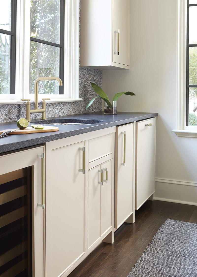 Amerock | Cabinet Pull | Polished Nickel/Golden Champagne | 10-1/16 inch (256 mm) Center-to-Center | Esquire | 1 Pack | Drawer Pull | Drawer Handle | Cabinet Hardware