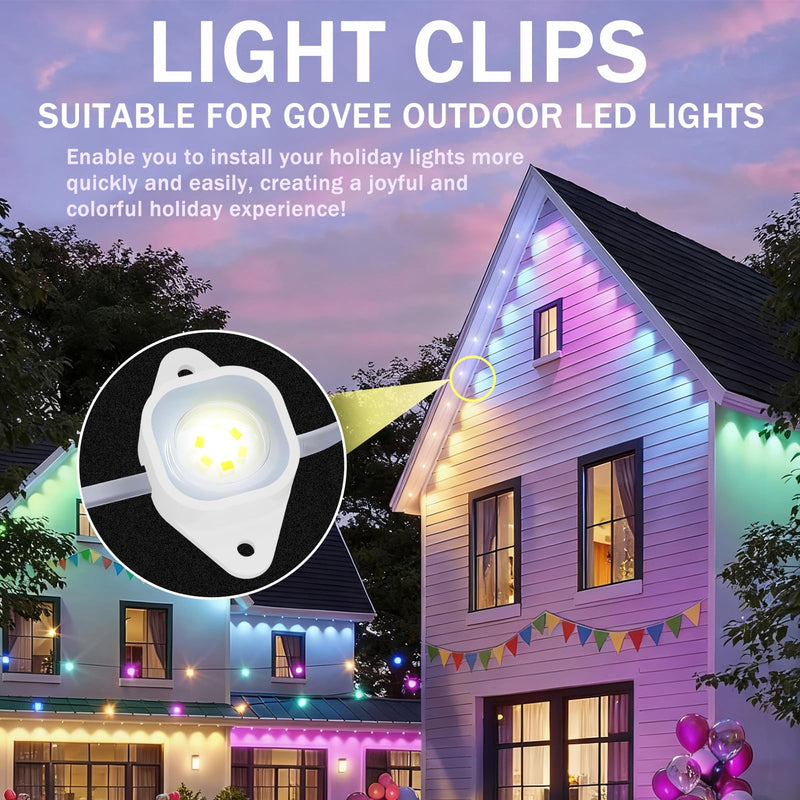 60 Pcs White Light Clips Mounting Brackets for Govee Outdoor Lights H706 ，Firm Installation, 3M Glue Replacement for Govee Pro Permanent Outdoor Lights Extension (60) 60Pcs