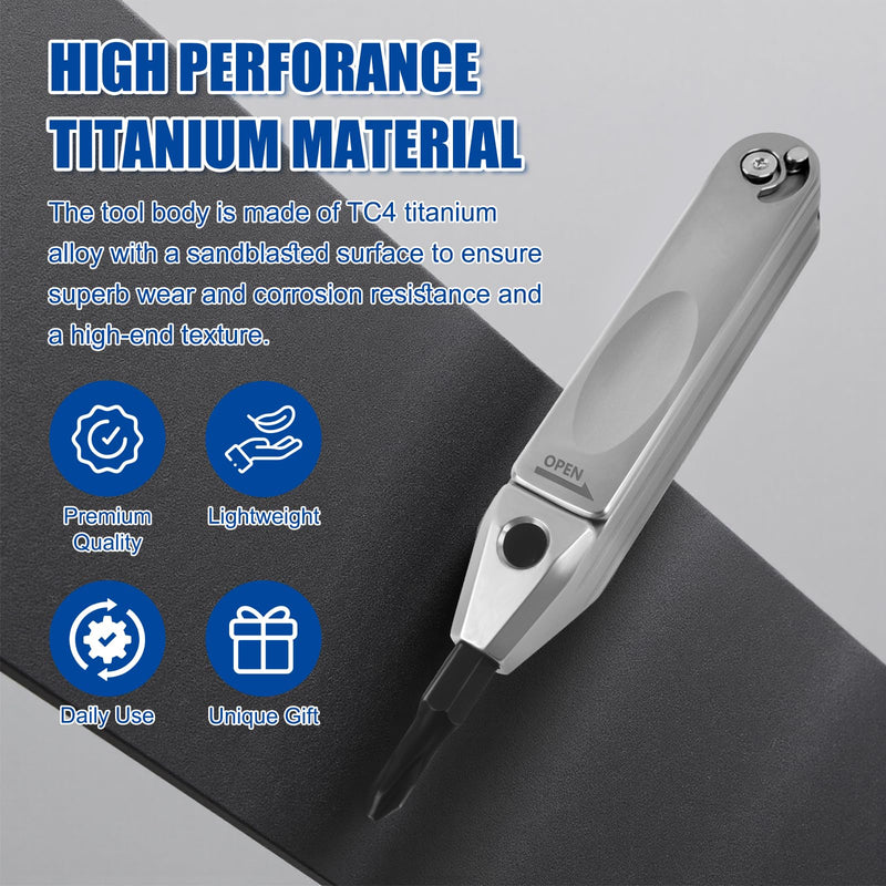 Titanium Small Pocket Screwdriver EDC Tools,8 in 1 Multi Keychain Screwdriver Set with Double Ended Bits,Mini Magnetic Repair Multitool for Indoor Outdoor Use
