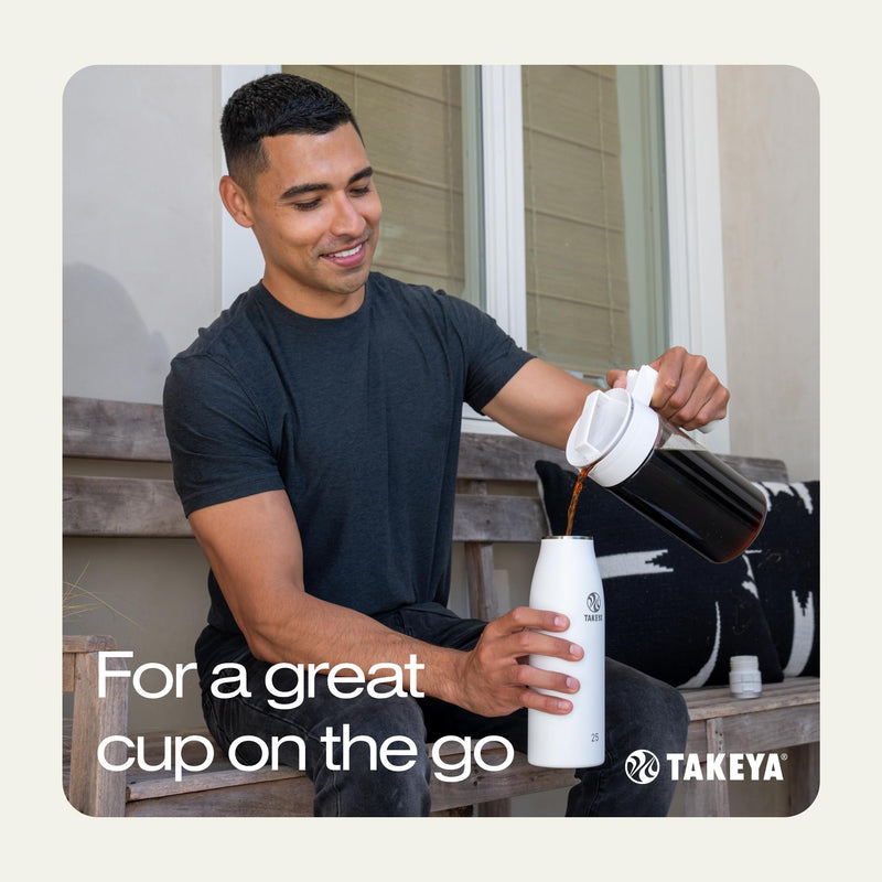 Takeya Tritan Cold Brew Coffee Maker - Airtight Pitcher with Leak-Free Lid - BPA-Free Cold Brew Maker with Silicone Handle - Dishwasher-Safe Pitcher for Homemade Cold Brew - 2 Quart, Black 2 qt