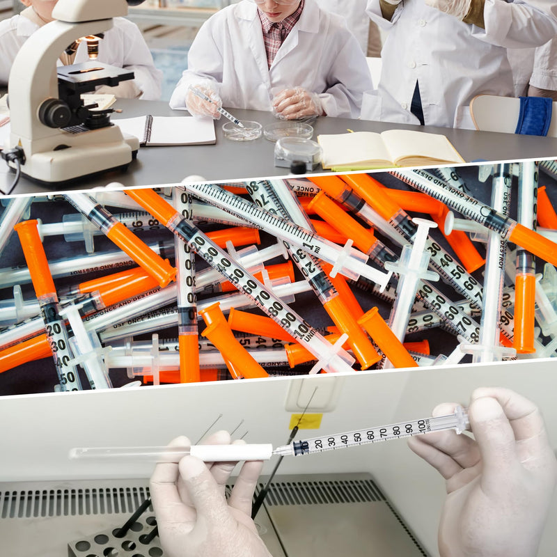 1ml/cc 32G 5/16" (8mm) Syringe, U-100 Scientific Lab Syringes, Disposable Individually Packaged, 100 Pack 1ML-32G 5/16" 100.0
