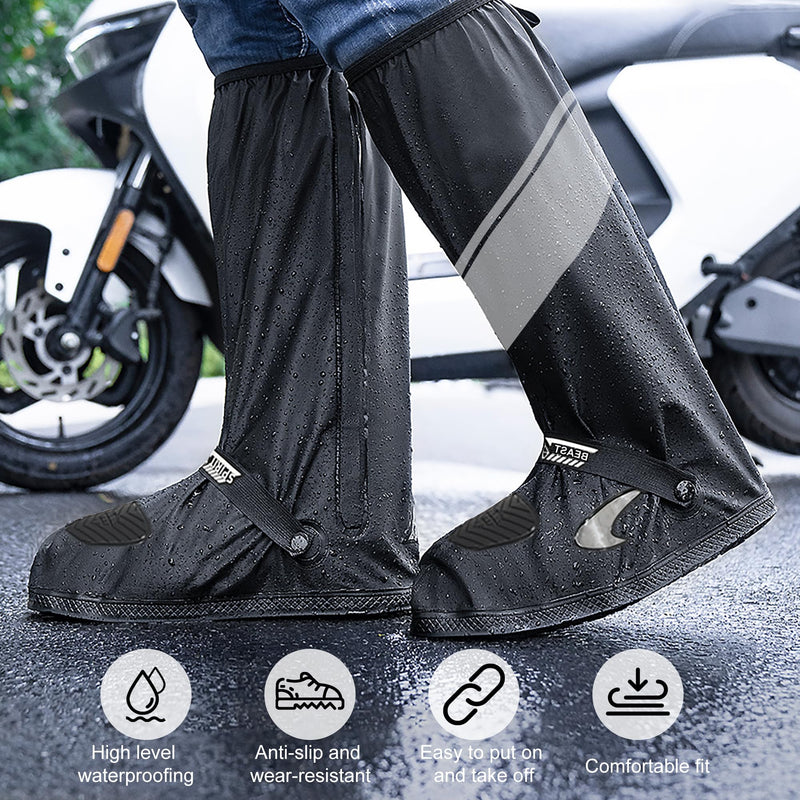Waterproof Shoe Covers Motorcycle Rain Shoe Cover Reusable Rain Boot Rainproof Shoes Cover for Men and Women XX-Large Black