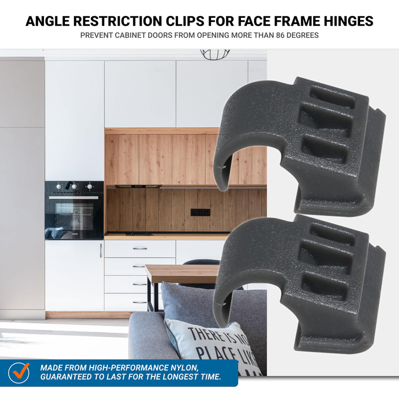 50 Pack Rok Hardware Angle Restrictor Restriction Clips for Face Frame Hinges 86 Degree Kitchen Cabinet Door Restraints, NEH89 (Hinge is Sold Separately) 50