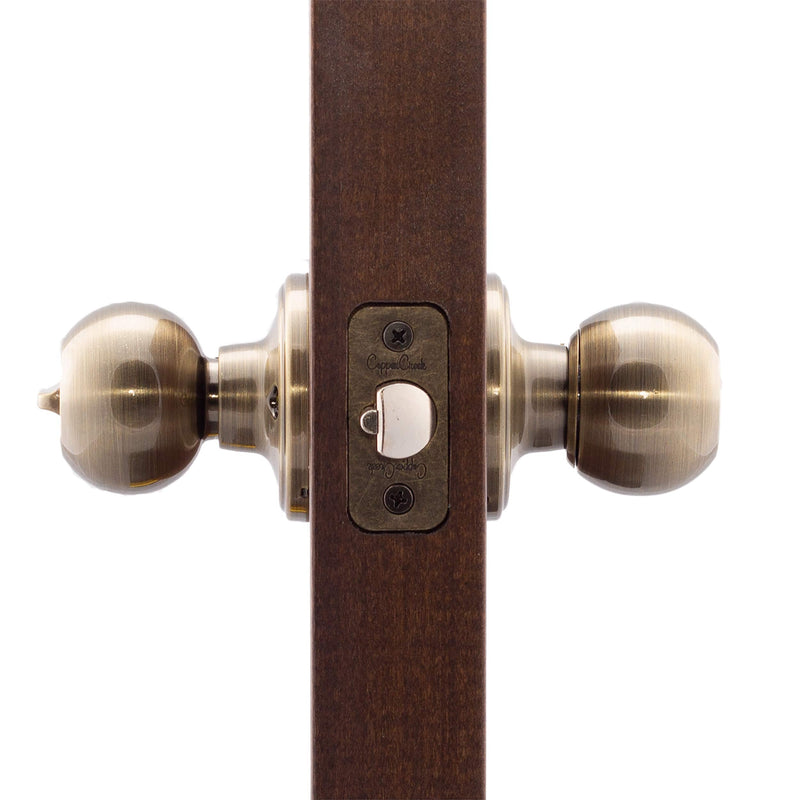 Copper Creek BK2040AB Ball Door Knob, Keyed Entry Function, 1 Pack, in Antique Brass