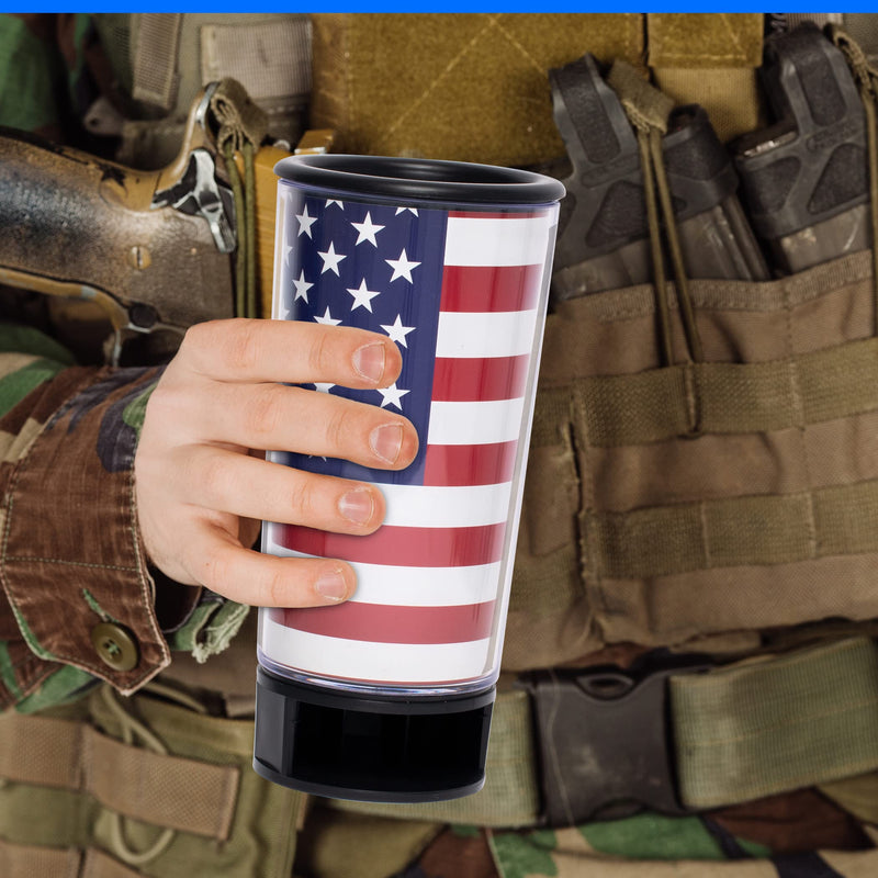 Spit Bud Spittoon with Can Opener, US Flag American Flag