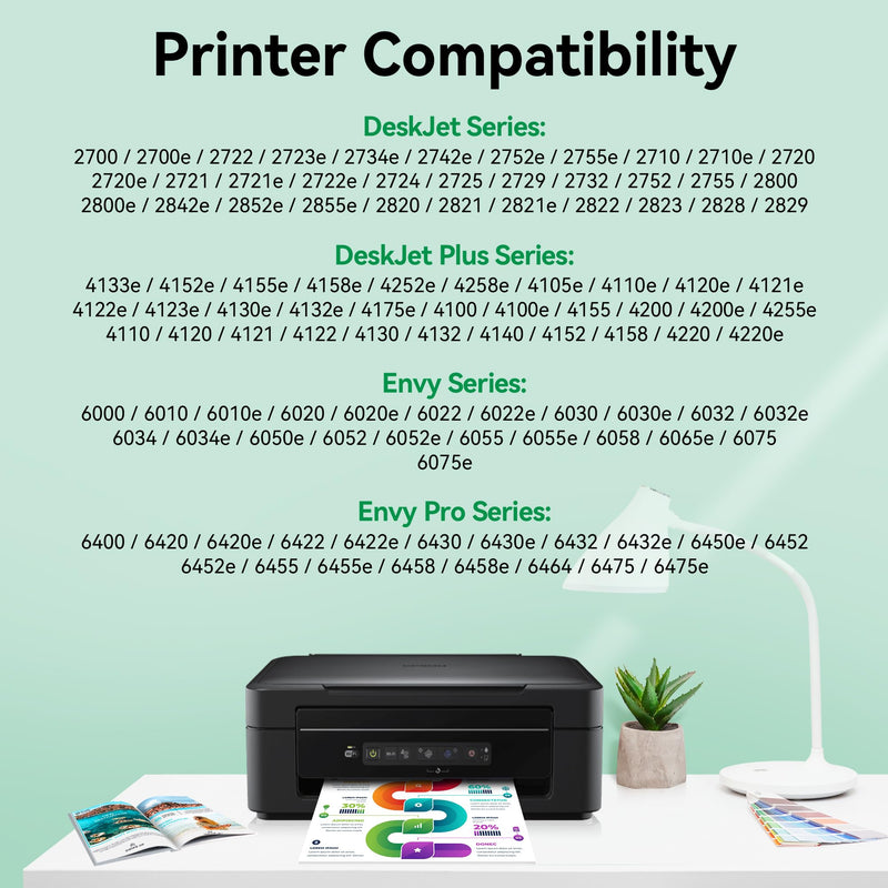 67XL Black Ink Cartridge Compatible for HP 67 Black Ink Cartridge Works with HP Deskjet 2855e 2800e 2700 2700e 2755 2755e 2852e 4255e 2827e 4100e 4155e Envy 6000 6055e 6455e Printer, 2 Pack