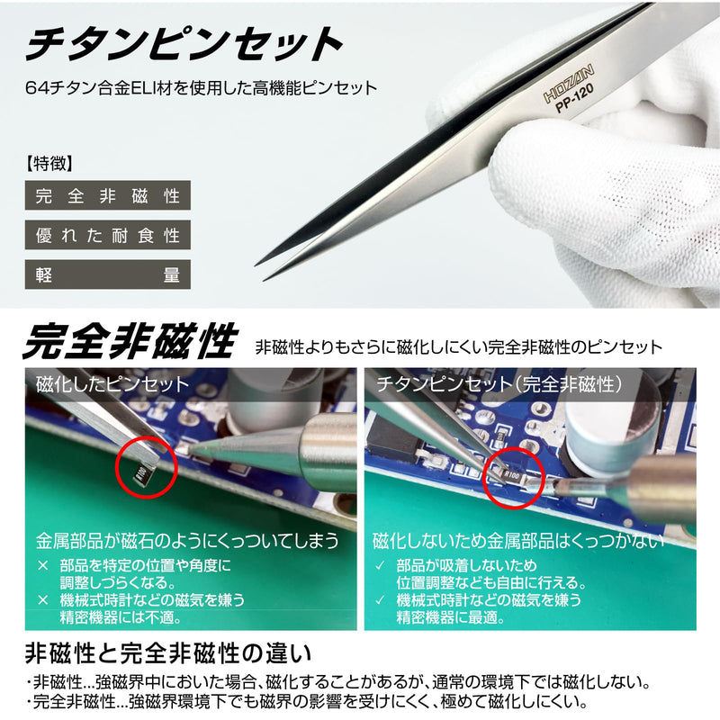 HOZAN Titanium Tweezers PP-120 (Japan Import)