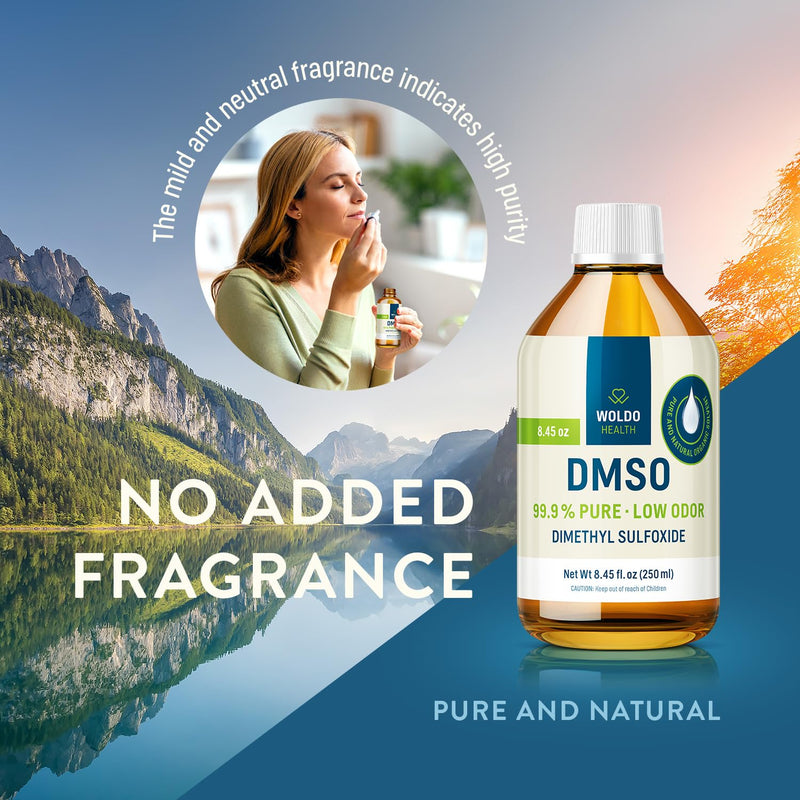 WoldoHealth DMSO (Dimethyl Sulfoxide) 99.9% - Pharmaceutical Grade 8.45 fl. oz. Glass Bottle 8.45 fl. oz. 99,9% (Pack of 1)