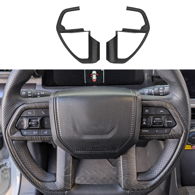 For Toyota Tacoma 2024 2025 and 4Runner 2025 Interior Accessories Center Console ABS Dashboard Cover Decor StylingTrim (Black Wood Grain, Steering Decor) 2024 Up Steering Decor Black Wood Grain