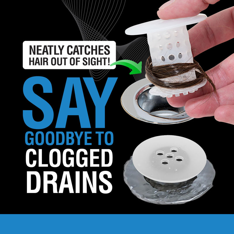 TubShroom Bathtub Drain Hair Catcher – In-Drain Tub Strainer & Clog Prevention Protector, Fits Standard 1.4”–1.75” Tub Drains, Easy Clean, Captures Human & Pet Hair out of Sight (Clear) Clear