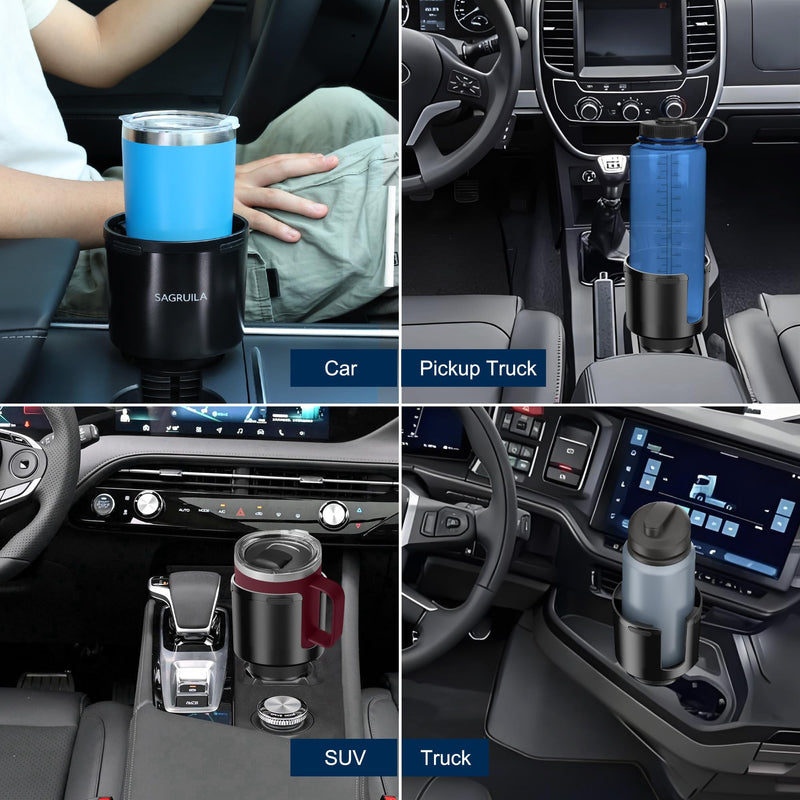 Car Cup Holder Expander, Cup Holder Expander for Car with Stretchable Rubber Base, Large Cup Holder Adapter Compatible with Yeti, Hydro Flask, Nalgene, Stanley, Owala, Bottles in 2.8”-4.13”, 1 Pack