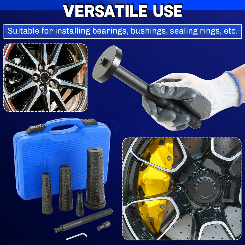 52 in 1 Custom Bushing Bearing Seal Driver Set | 52PCS Transmission Wheel Axle Bearing Race Seal Installer Remover Bearing Press Tool Kit Bushing Removal Puller Set