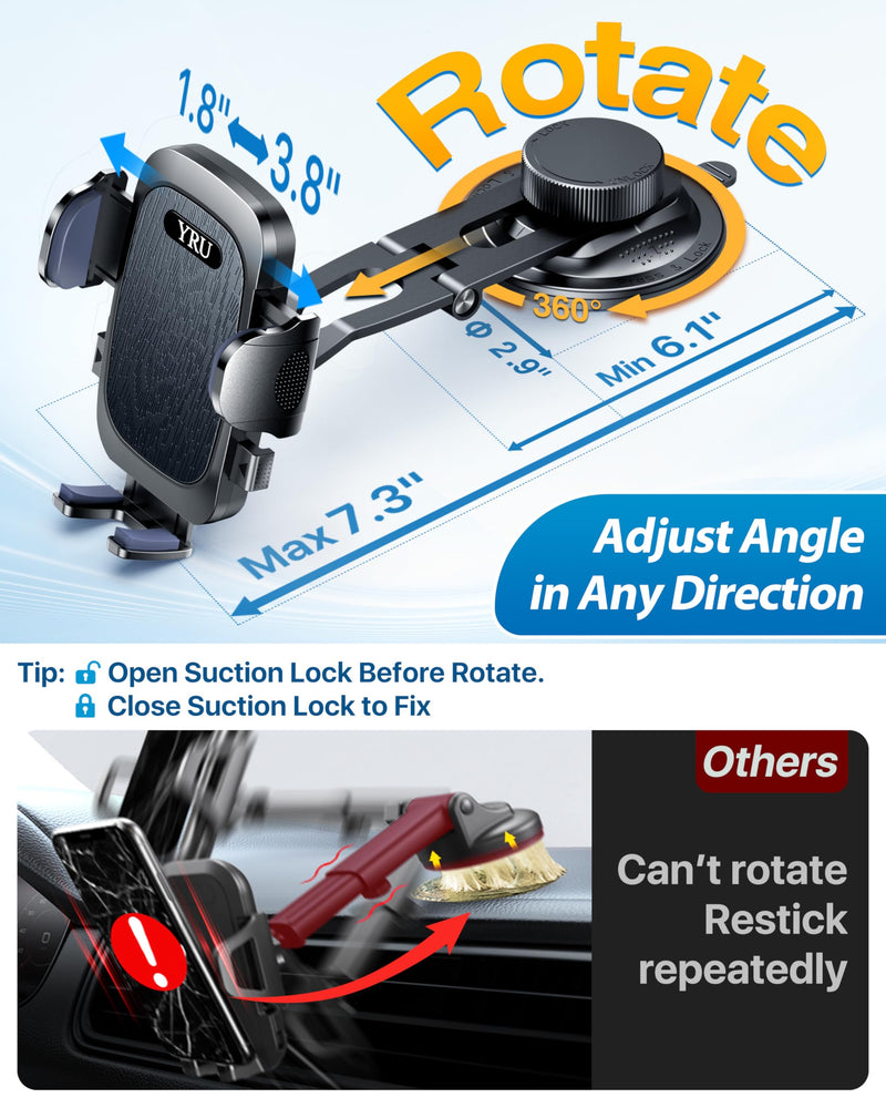 Military-Grade for Tesla Phone Mount 2026 Foldable Heavy-Duty Metal, 360° Rotatable Arm, 90LBS Safest Strongest Certs & Patent, Extreme -40~203°F Resistant for Model 3 Y X S Cybertruck Semi, Black