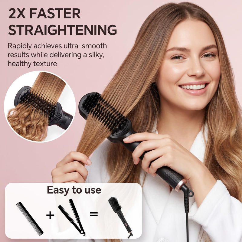 UNOBEY Thermal Brush 3 in 1 Curling Iron Wand Set with Heated Round Brush | 25mm Curling Wand Ceramic Hair Straightener Brush Multi Hair Curler Tools, Instant Heat Up, Dual Voltage