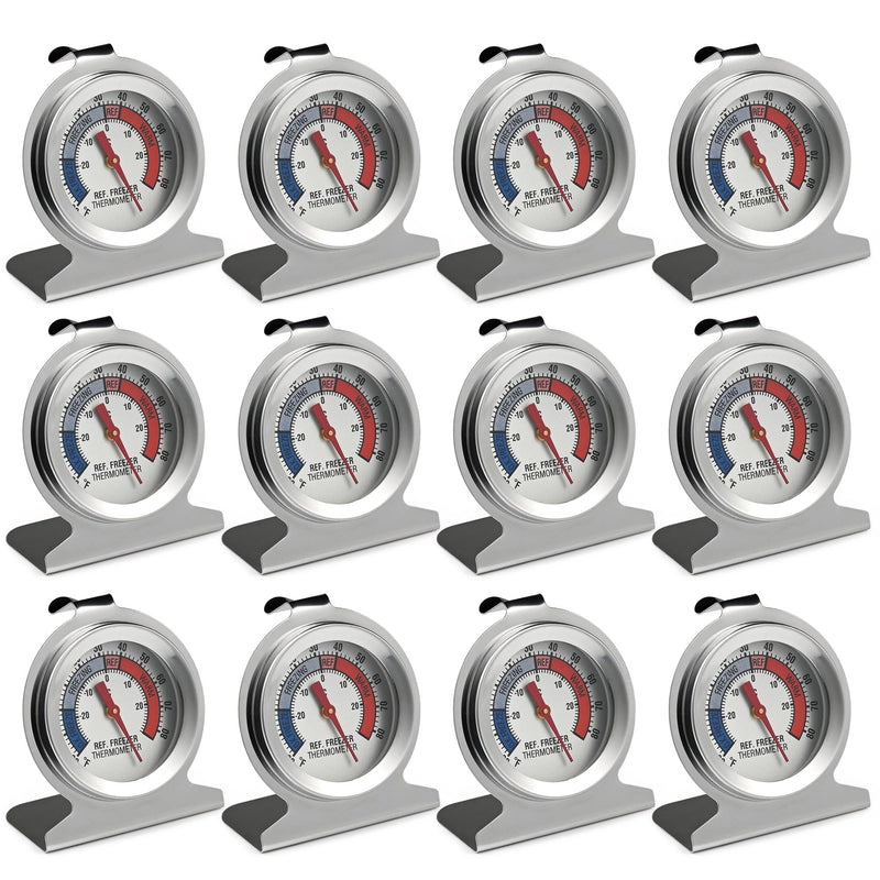 Generic 12 Pack Refrigerator Thermometer, Stainless Steel Freezer Thermometer, Temperature Gauge for Cooler Fridge, Accurate 62mm Large Dial Fridge Thermometer for Restaurant, GVJJL3201
