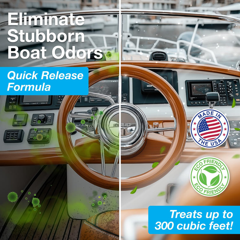 Biocide Systems Marine Shocker, Quick Release Odor Eliminator for Boats, Eco-Friendly Chlorine Dioxide Odor Bomb for Removing Mildew, Fish, & Food Smells, Up to 250 Cubic Feet of Interior Space 1 Count (Pack of 1)