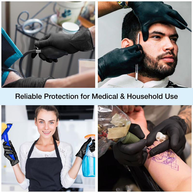 1st Choice Black Nitrile Exam Gloves 4 Mil, Latex Free Disposable Nitrile Medical, Food Safe for Cooking, Cleaning, Salon Use Large 2 Boxes of 100
