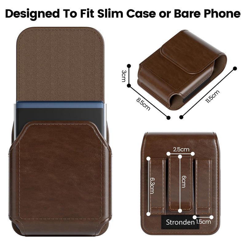 Magnetic Closure Holster for Motorola Razr Plus, Moto Razr - Leather Belt Case Pouch with Metal Belt Clip