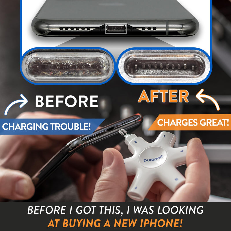 Cleaning Kit for iPhone | The Original Phone Cleaner Multi-Tool | Compatible with iPhone & iPad | Repair & Restore Charging Ports, Lightning Cables & Connectors | As Seen on USA Today For iPhone/iPad (Lightning Connector)