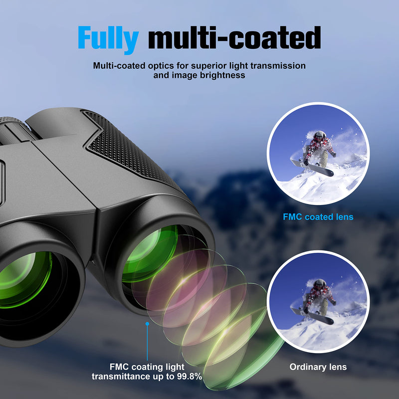 Binoculars 12x25 for Adults Night Vision Binoculars Compact Binoculars for Soccer Games Waterproof Binocular Wide Field of View for Sporting Events,Bird Watching,Hiking,Hunting,Concert Darkgrey