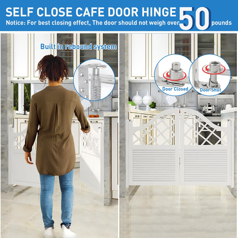 Tambee Saloon Door Hinges, Heavy Duty 304 Stainless Steel Double Swing Action Hinge Self Closing, Fit for Bar, Cafe, Patio Doors, Silver 1 Pack Silver 1pc