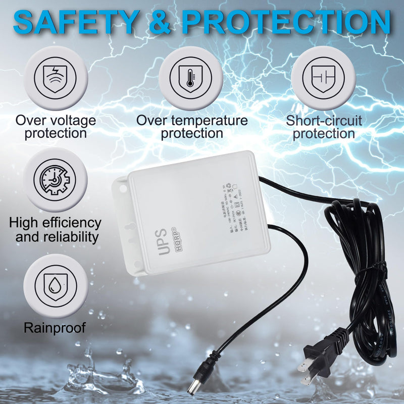 HQRP Mini UPS Battery Backup for WiFi Router 12V 2A 5400mAh, UPS Uninterruptible Power Supply for WiFi Modem CCTV Camera, DVR LED Lighting, AC to DC Power Backup with Charger