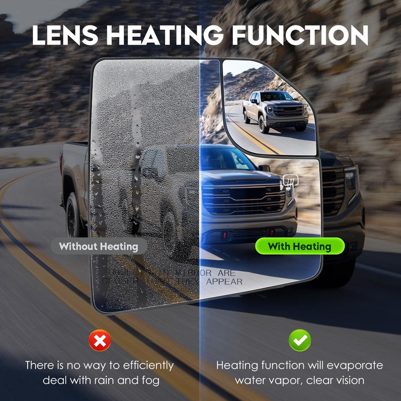 Passenger Right Side Heated Blind Spot Mirror Glass Fit for 2015-2020 Ford F-150, Side View Mirror Glass, Replacement for FL3Z17K707A Passenger Side(Right)