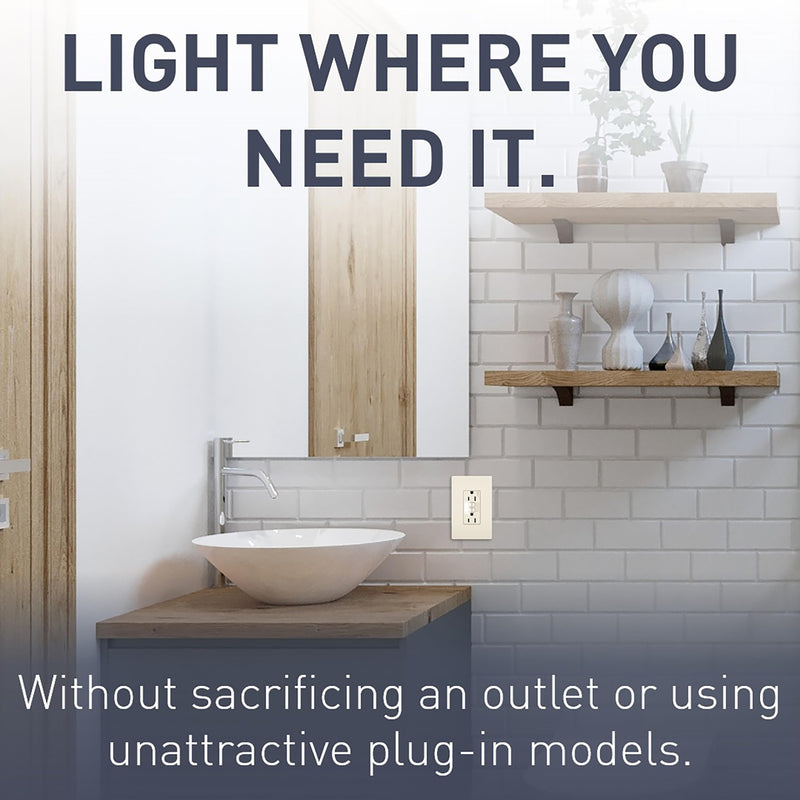 Legrand Radiant Night Light GFCI Outlet, Tamper-Resistant Self-Test Duplex with Cool Touch LED, GFCI Outlet for Bathroom, 1597NTLTRLACCD4, 15 Amp, Light Almond 1 Pack