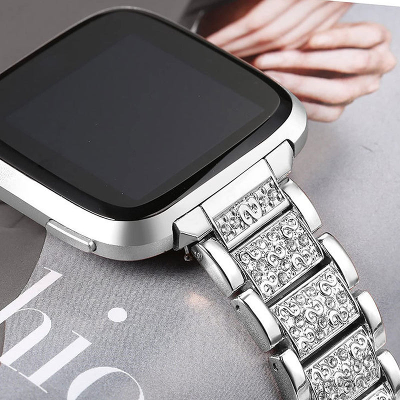Compatible for Coco Smartwatch Bands, Women Jewelry Bling Diamond Metal Dressy Strap Adjustable Replacement Strap Accessories Sports Band for Men Women Compatible for Coco BT2, BT2-Z Smartwatch Silver 22mm size band