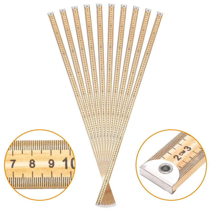 WUWEOT 10 Pack 36 Inches Yard Stick Ruler, Natural Wood Double Sided Meter Stick Ruler Bulk, Heavy Duty Wooden Yardstick with Hang Hole Metal Tips for School Classroom Home Office Kids Measuring