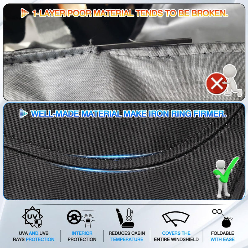 Windshield Sun Shade for 2022-2025 2026 Kia EV6 Accessories Thicken 6-Layer Front Window Sunshade Cover Sun Visor Protector Foldable Block UV Rays Keep Vehicle Cool Kia EV6 2022-Present